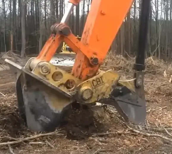 tree-root-removal-CAT-mini-excavator